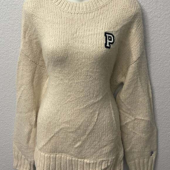 Victoria Secret PINK Sweater Knit pullover Oatmeal-Medium - Picture 2 of 3